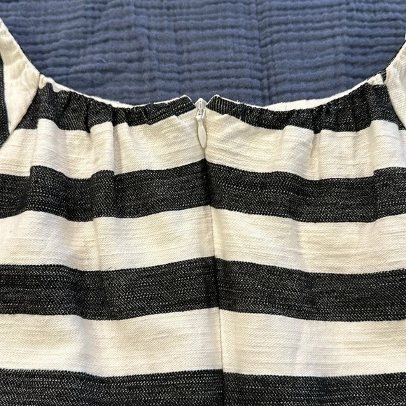 ANN TAYLOR Linen Blend Black and White Stripe Short Sleeve Blouse Size Small - Picture 7 of 7